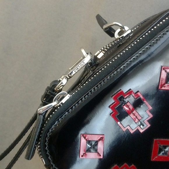 Prada Patent Leather Bag - Black w/Red Geometric - Picture 8 of 8